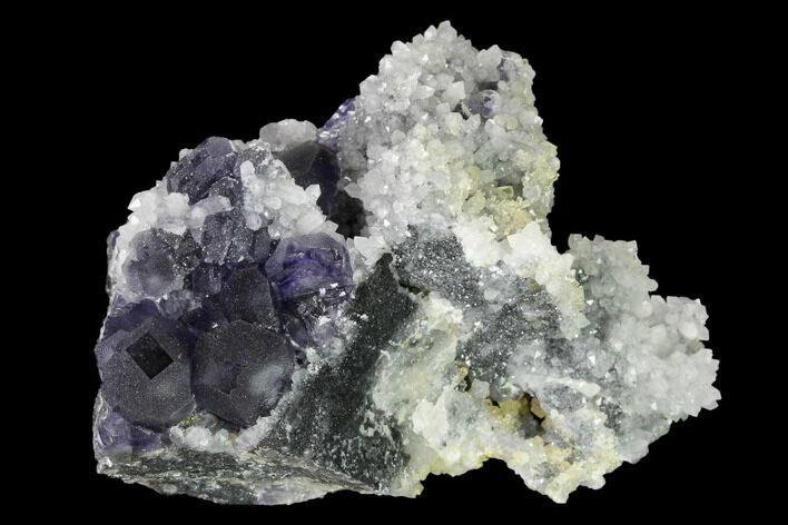 Cuboctahedral Fluorite Crystals with Pyrite on Quartz - China #147052